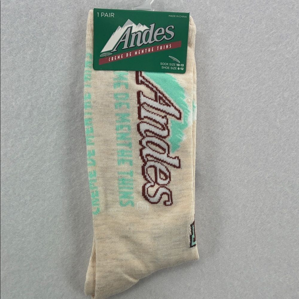 Andres Chocolate Mint Funny Cream Socks One Size 10-13